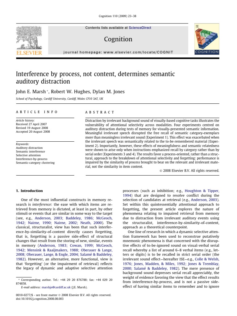 Auditory Distraction and Semantic Interference | PDF | Recall (Memory ...