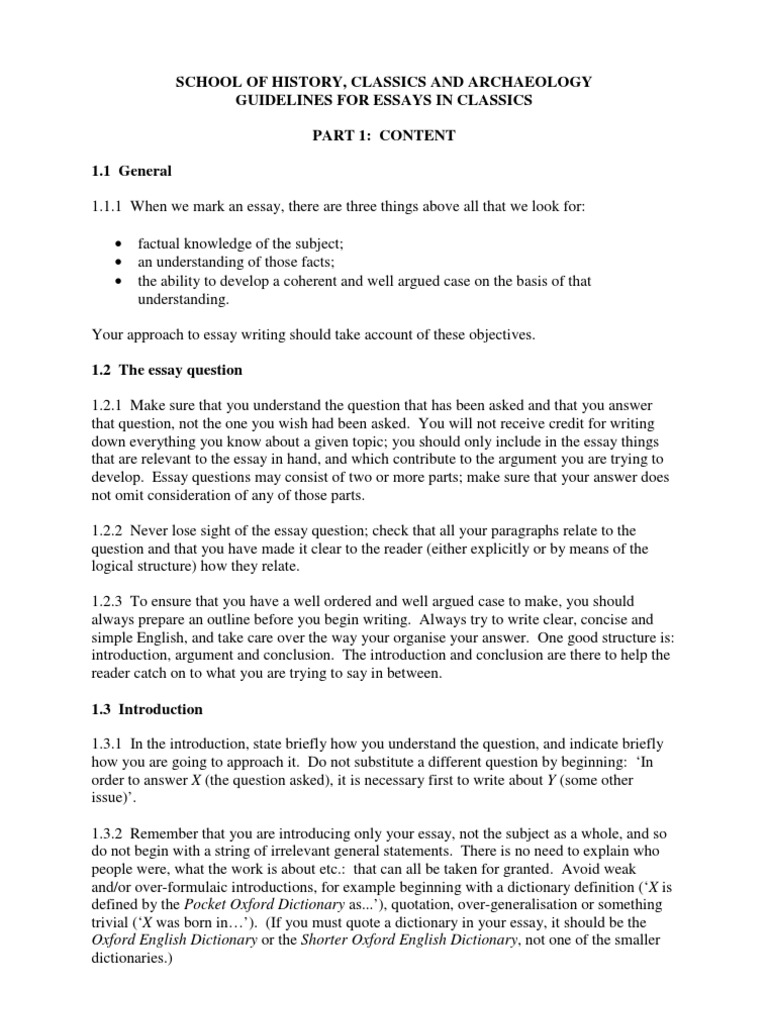 Essay Guidelines Pdf Argument Essays