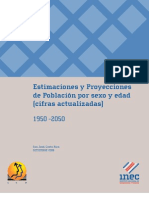 Estimaciones y Proyecciones de Población Por Sexo y Edad (Cifras Actualizadas) 1950 - 2050