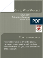 Extraction Stages of Energy Resources