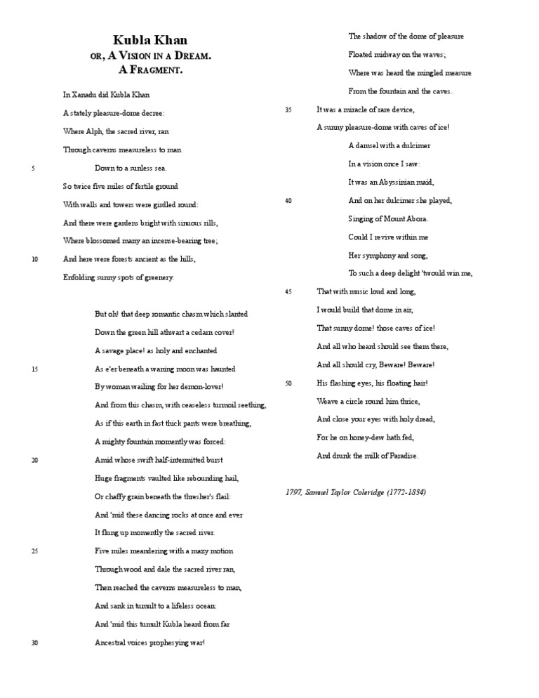 Kubla Khan | PDF | Writing | Marco Polo