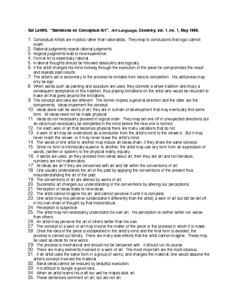 Sol LewittSentences on Conceptual Art Perception