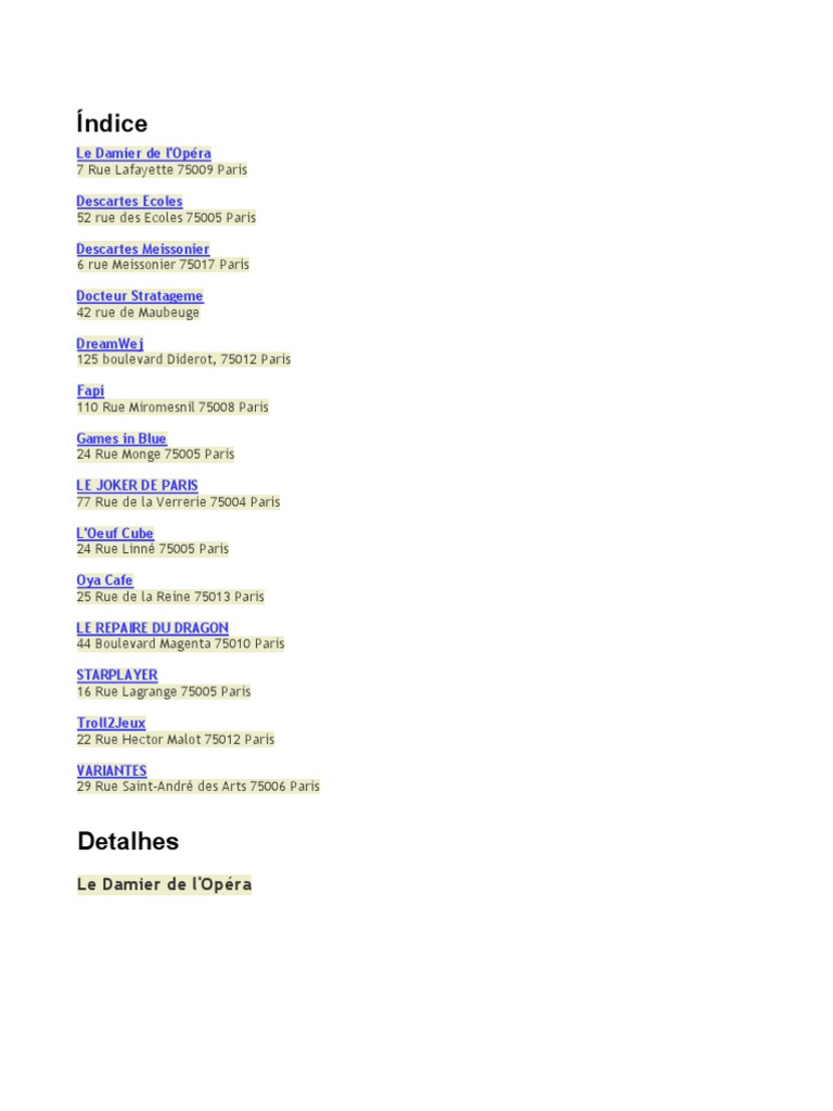 Board Game Stores in Paris PDF Paris Gaming