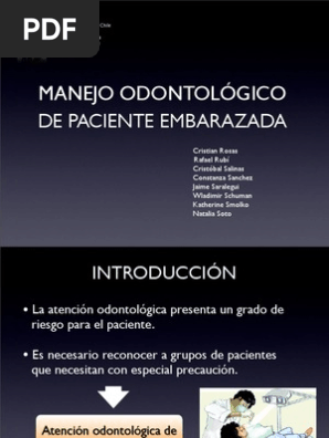 Manejo Odontológico De Paciente Embarazada Drogas - 