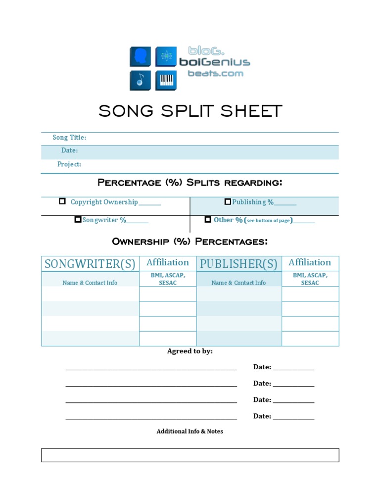 Song Split Sheet