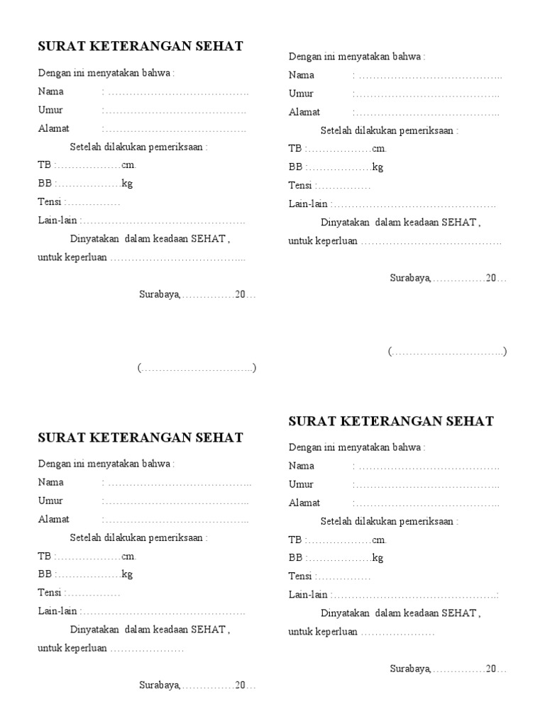 Surat Keterangan Sehat