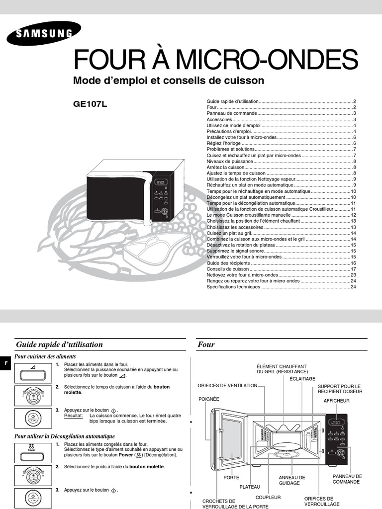 Décongélation au microondes Samsung PDF Four Ventilation — free download