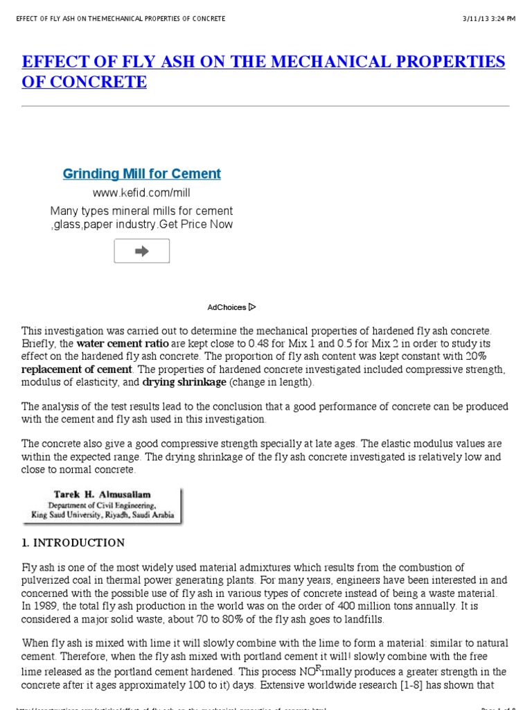 Fly Ash Impact on Concrete Strength | PDF | Fly Ash | Concrete