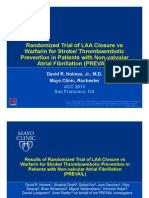 Oclusión de La Orejuela Izquierda Vs Anticoagulación Con Warfarina para Prevenir Stroke en Pacientes Con Fibrilación Auricular