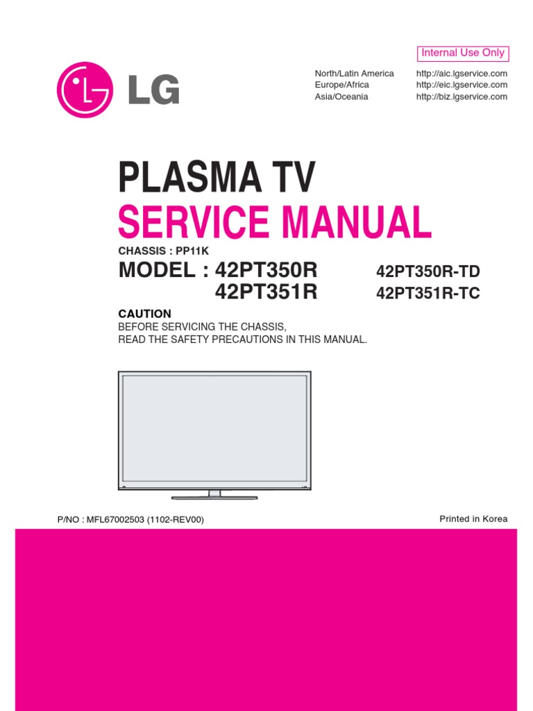 LG PLASMA TV 42pt350r-Td Service Manual | Alternating Current | Electronic  Engineering