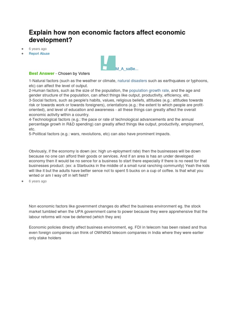 Explain How Non Economic Factors Affect Economic Development Pdf