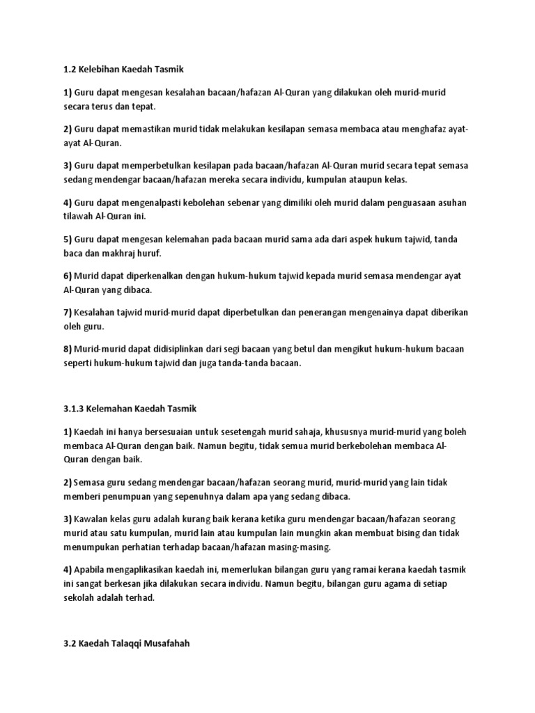 Kelebihan Kaedah Tasmi Pdf