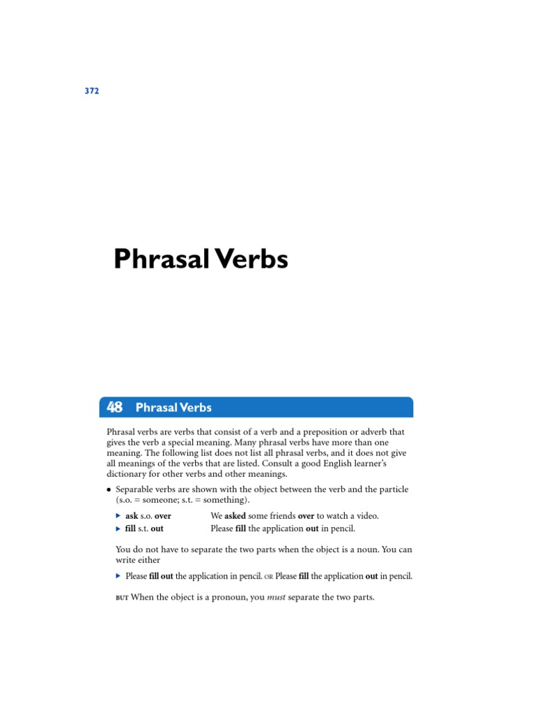 Phrasal Verbs | PDF | Object (Grammar) | Verb