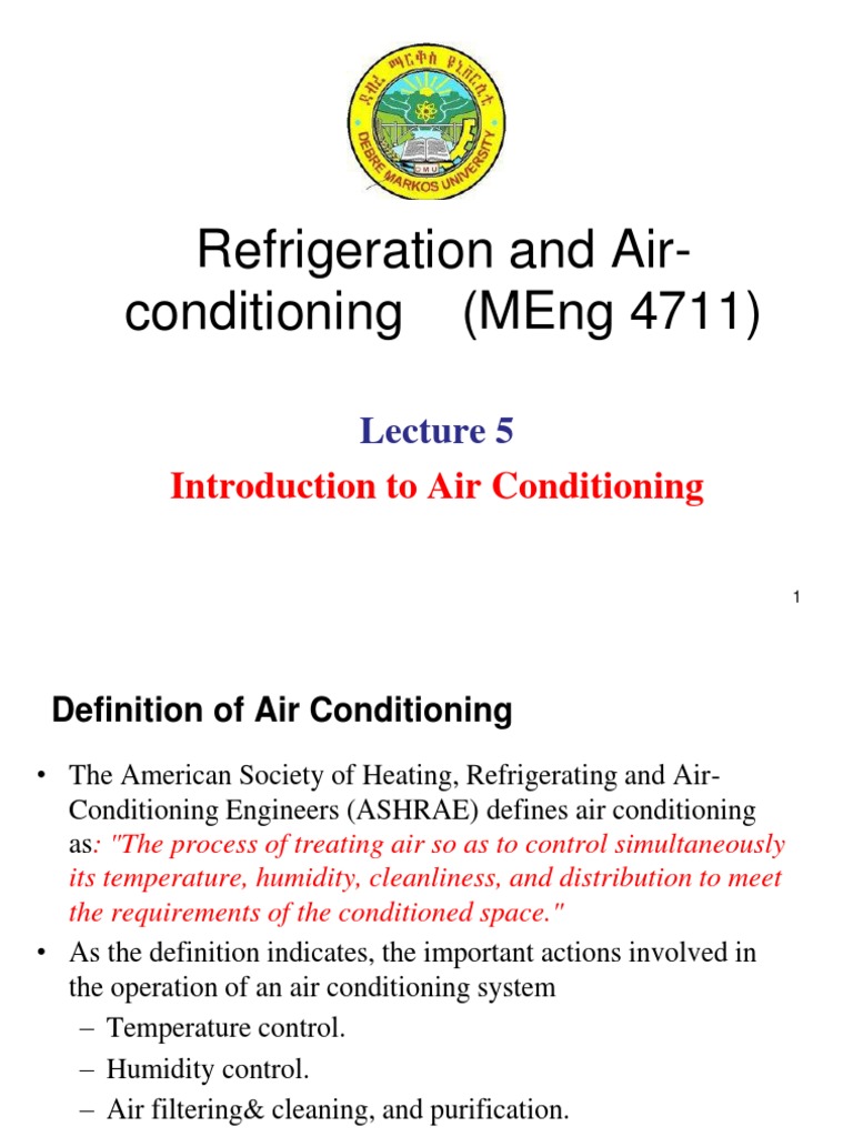 Lecture 5. Introduction To AirConditioning PDF Air Conditioning Hvac