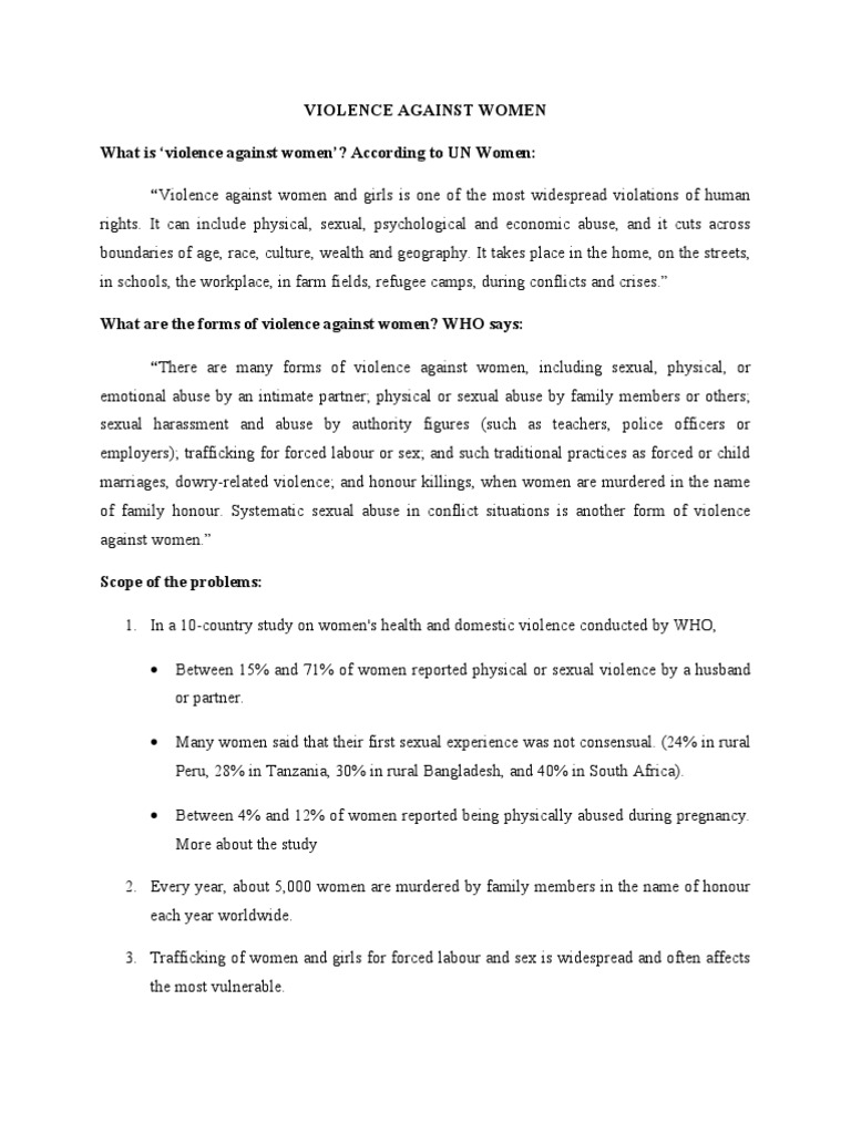 Violence Against Women | PDF | Domestic Violence | Violence Against Women