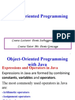 Object-Oriented Programming: Course Lecturer: Denis Ssebuggwawo, Phd. Course Tutor: Mr. Denis Gonzaga