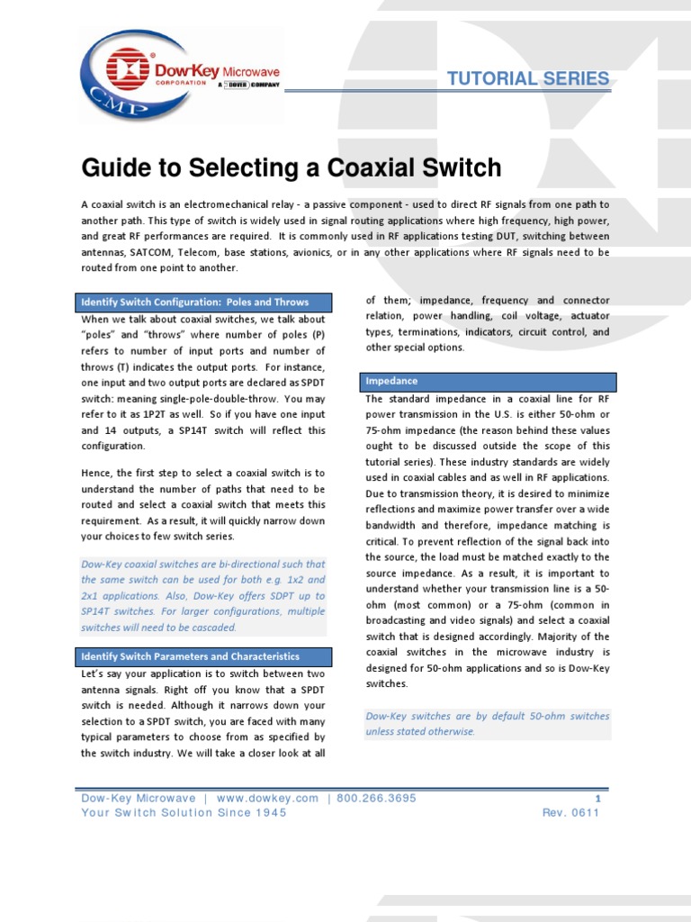 Co Axial Switch PDF | PDF | Switch | Coaxial Cable