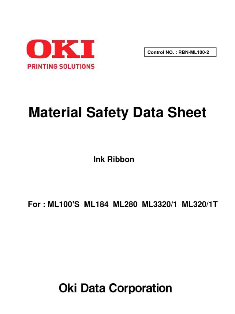 Ink Ribbon Material Safety Data Sheet | PDF | Toxicity | Explosive Material