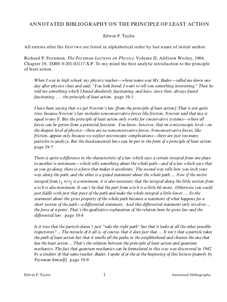 Quotes Principle of Least Action PDF Lagrangian Mechanics