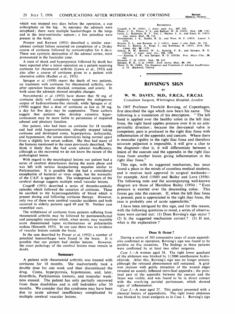 Rovsing's Sign = Appendicitis Abdomen Large Intestine