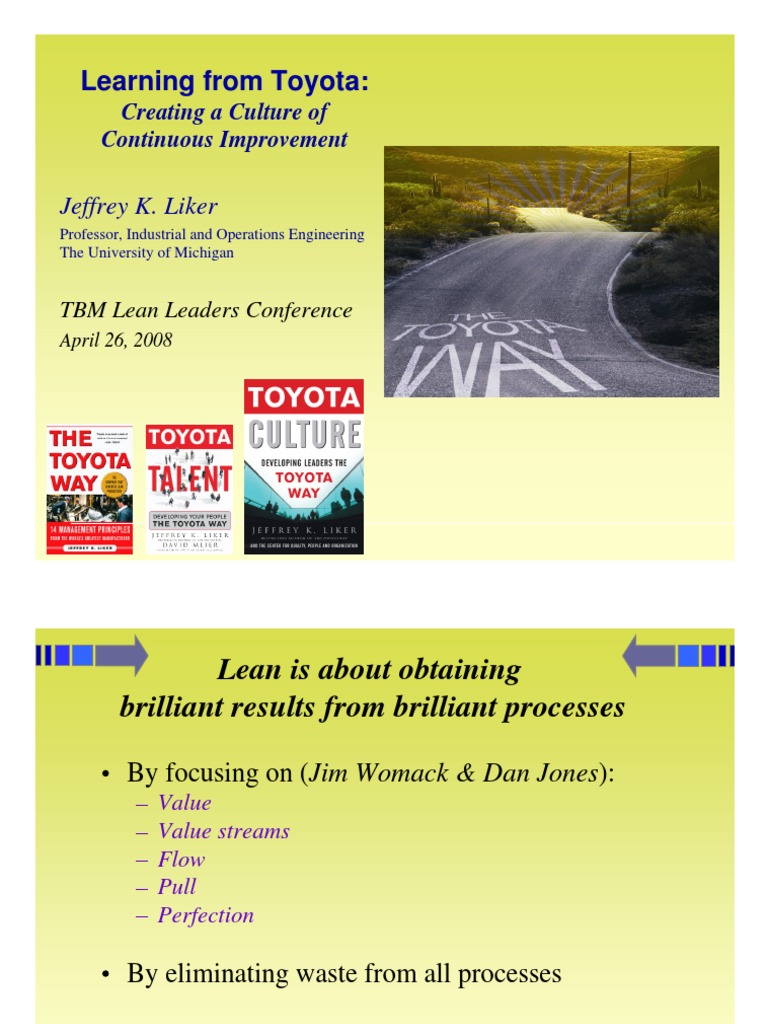 Jeffrey Liker-TBM Toyota Way Culture | PDF | Lean Manufacturing ...