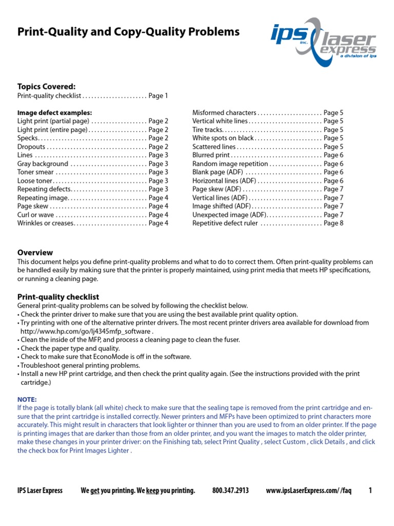 Faq Print Quality and Copy Quality Problems | PDF