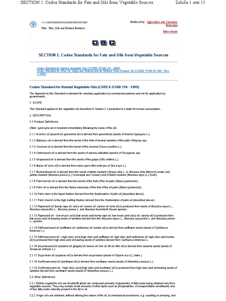 Codex Standards for Vegetable Oils | PDF | Ethanol | Absorbance