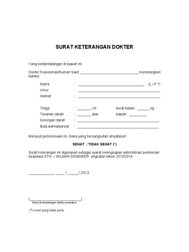 Surat Dokter Stik Wilmar