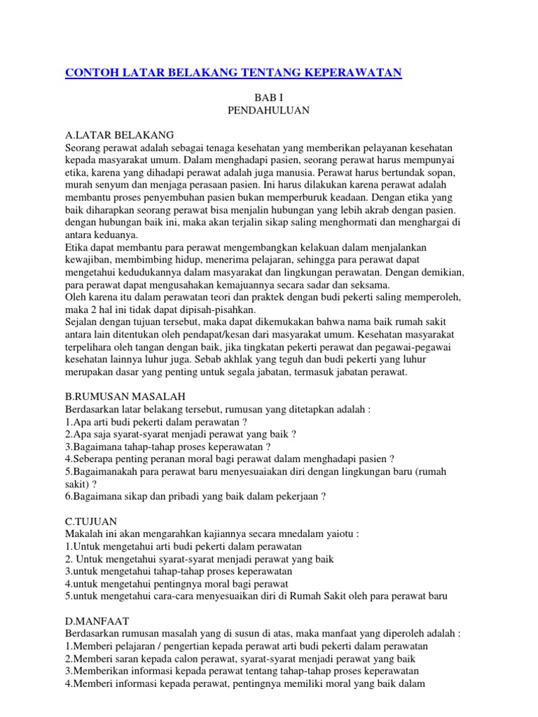 Contoh Latar Belakang Tentang Keperawatan Docx