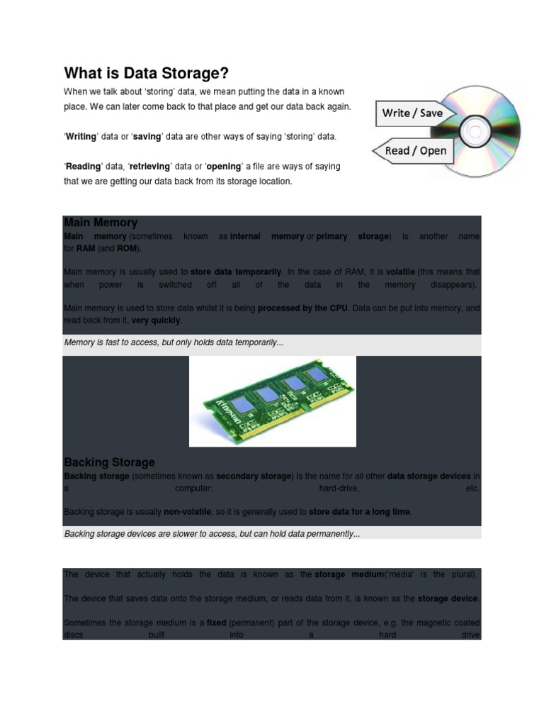 Cambridge Data Storage Overview | PDF | Computer Data Storage | Compact ...