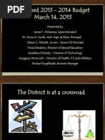 James McKenna's 2013-14 Proposed Budget Presentation, March 14, 2013.