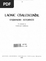 Laonic Chalcocondil - Expuneri Istorice (1958) | PDF