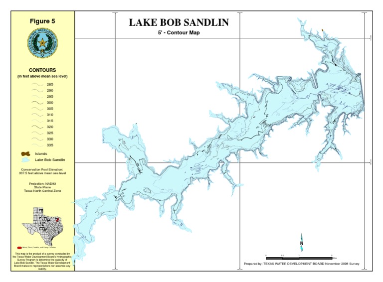 Lake Bob Sandlin 5' Contour Map PDF
