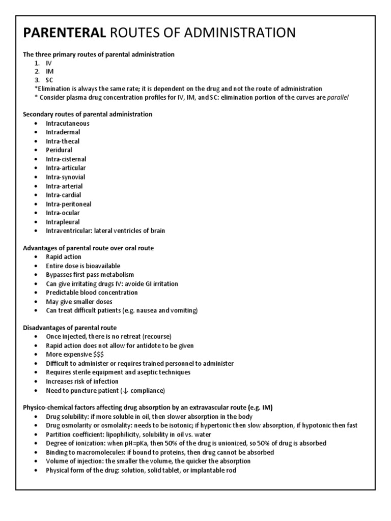 Parenteral Routes: Pros and Cons | PDF | Injection (Medicine) | Medical ...