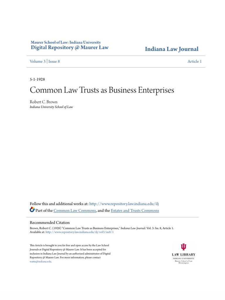Common Law Trusts in Business Use | PDF | Trust Law | Income Tax In The ...