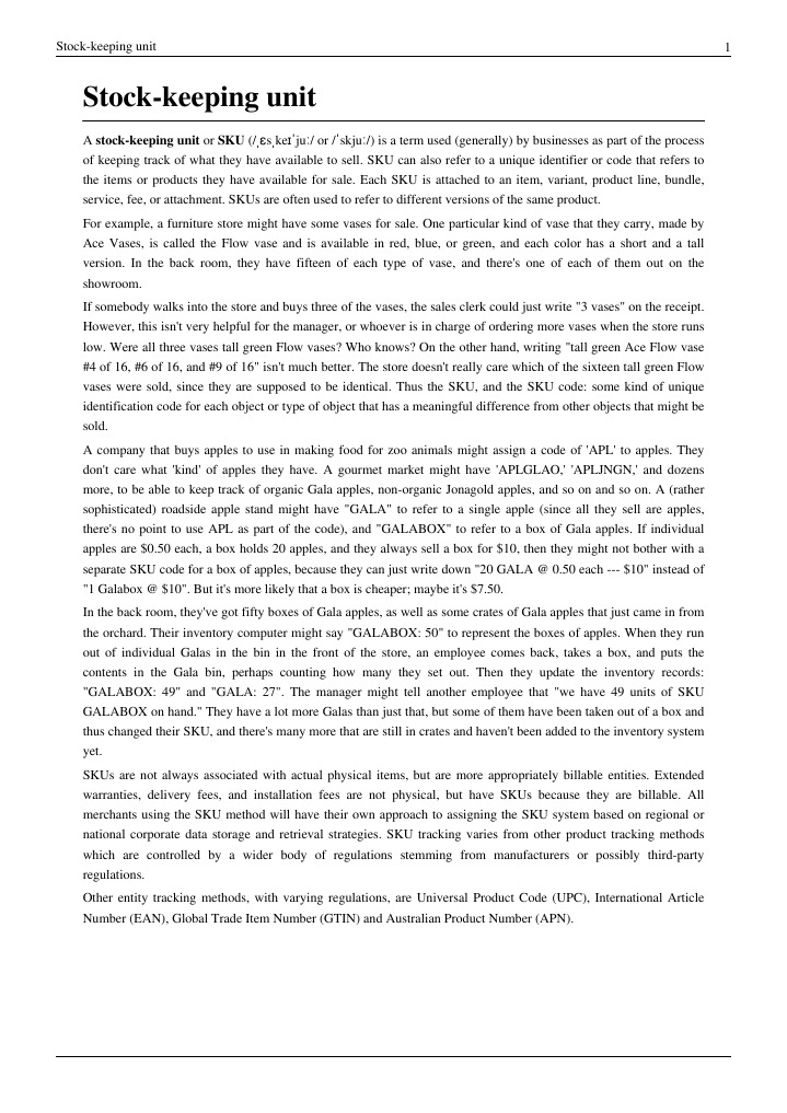 Stock Keeping Unit Universal Product Code Retail