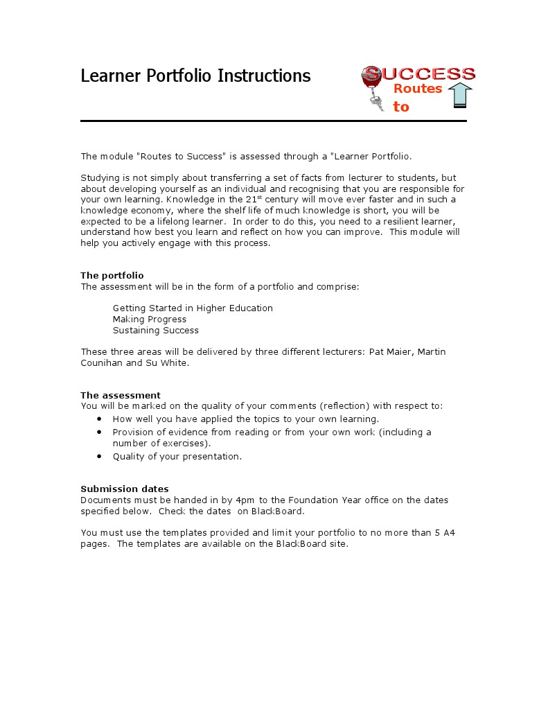 Learner Portfolio Instructions | PDF | Career & Growth