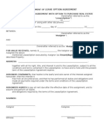 Assignment of lease with option to purchase