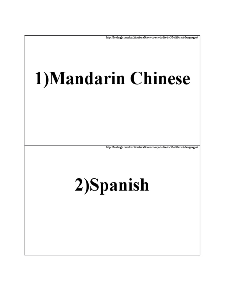 How To Say Various Phrases In 30 Different Languages Flashcards PDF
