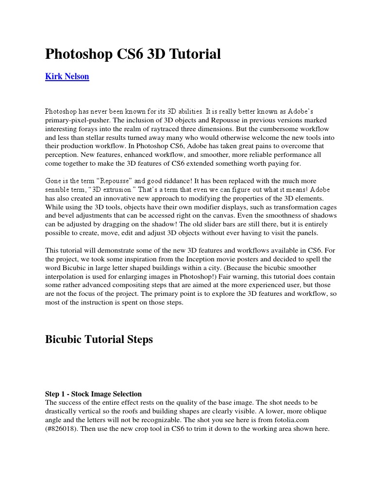 Photoshop CS6 3D Tutorial Guide | PDF | Adobe Photoshop | Texture Mapping