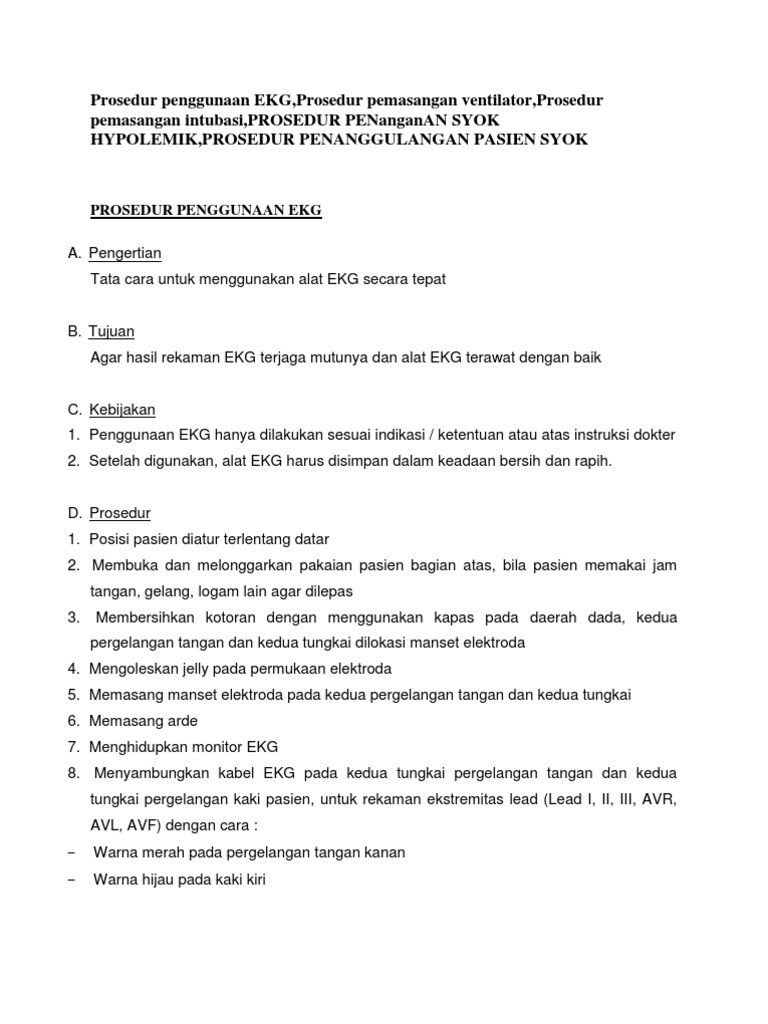 Prosedur Penggunaan EKG 
