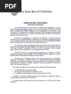 Bar Exam Info History State Bar Of California Test - 