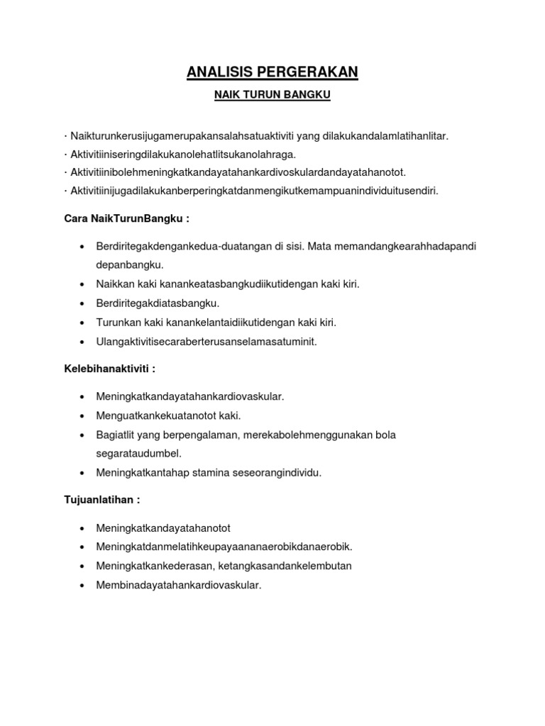 Analisispergerakan Naik Turun Bangku
