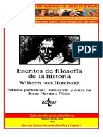 Libro No. 392. Escritos de Filosofía de la Historia. Humbold, wilhelm Von. Colección Emancipación Obrera. Marzo 16 de 2013