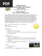 Raleigh Renewal Single Adult Conference Registration