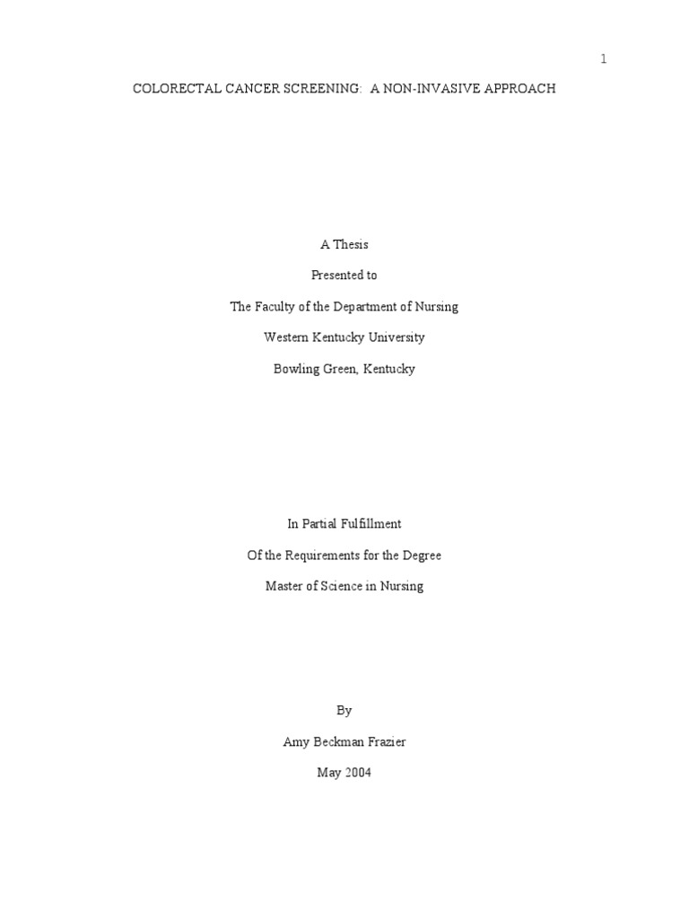 Colorectal Cancer Screening a NonInvasive Approach