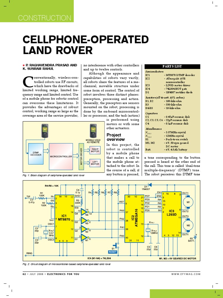 Cell Phone Operated DTMF Vehicle | PDF | Teaching Methods & Materials ...