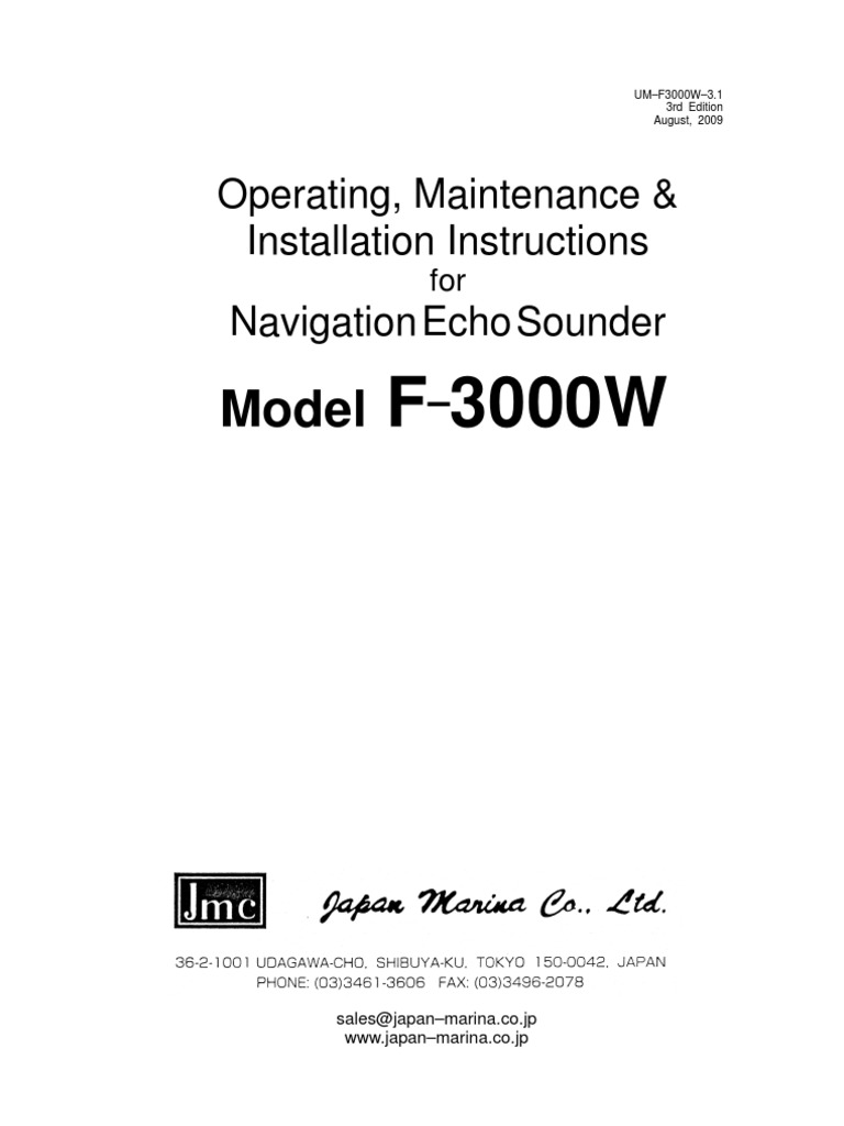 F-3000W Echo Sounder Manual | PDF | Electrical Connector