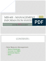 Mis 601: Management Information Systems