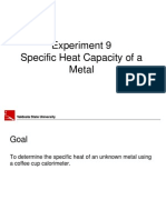 Experiment 9 Specific Heat Capacity of A Metal: Valdosta State University Valdosta State University